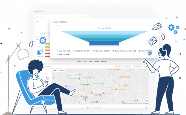 ilustrasi KPI dan marketing funnel di aplikasi CRM
