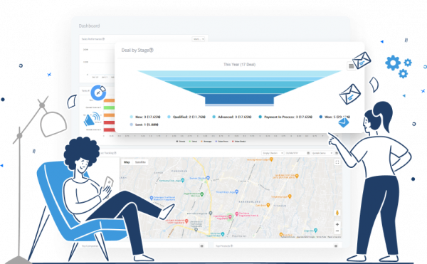 ilustrasi KPI dan marketing funnel di aplikasi CRM