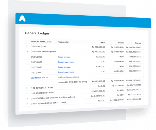 general ledger atau buku besar pada aplikasi pembukuan online