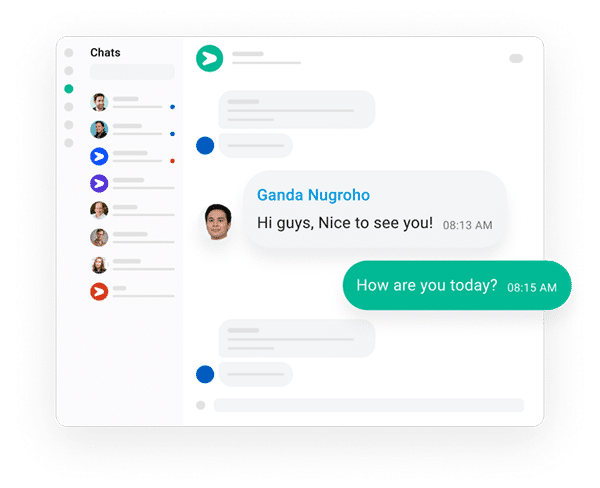 Tingkatkan kolaborasi tim dengan<br>aplikasi chat bisnis yang aman