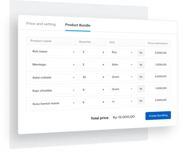 fitur product bundle software inventory barang jurnal