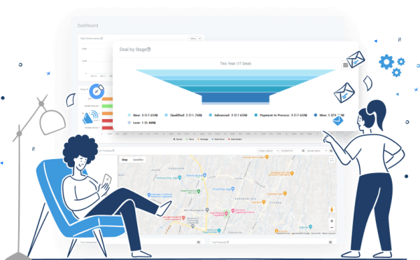 ilustrasi KPI dan marketing funnel di aplikasi CRM