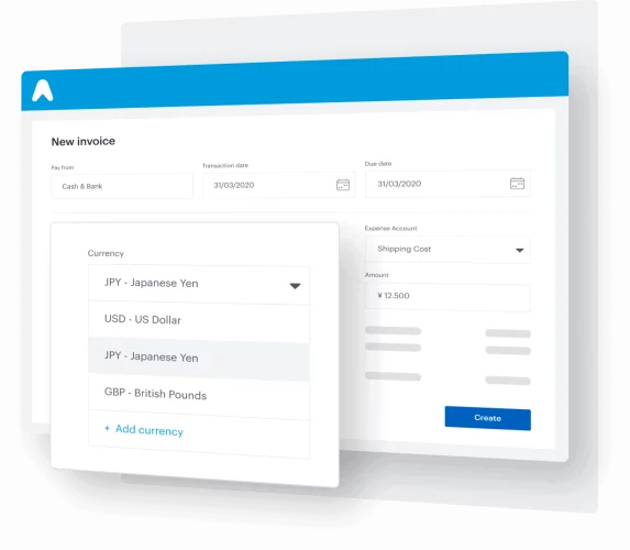 invoice dengan berbagai pilihan mata uang