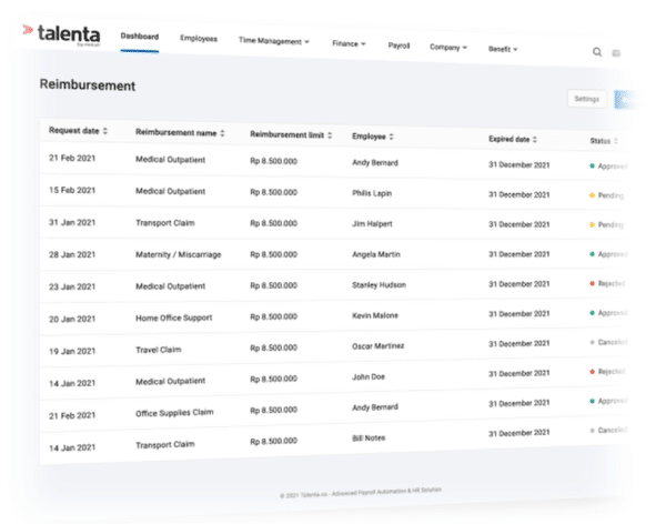 laporan data reimburse karyawan dengan expense management software