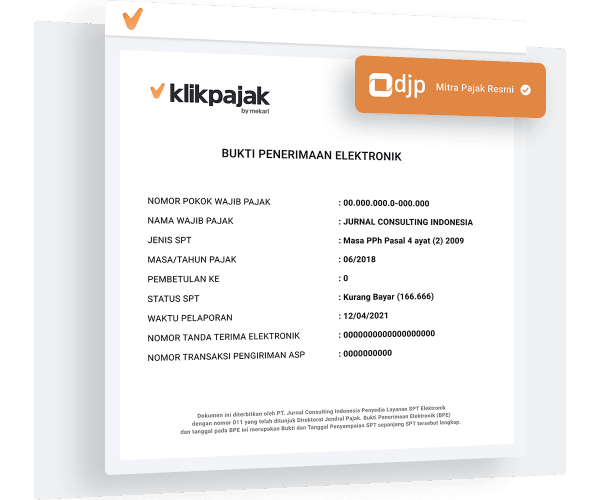 bukti penerimaan elektronik resmi dari DJP