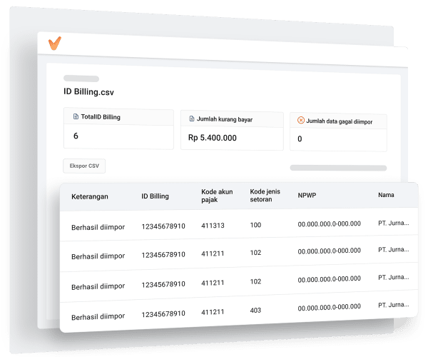data ID billing tersimpan dalam aplikasi