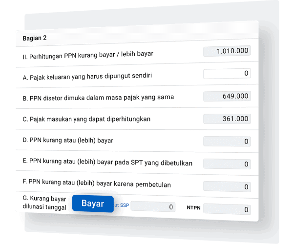 rincian pajak yang harus dibayarkan