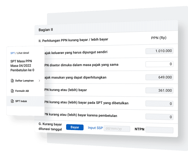 rincian perhitungan SPT pajak