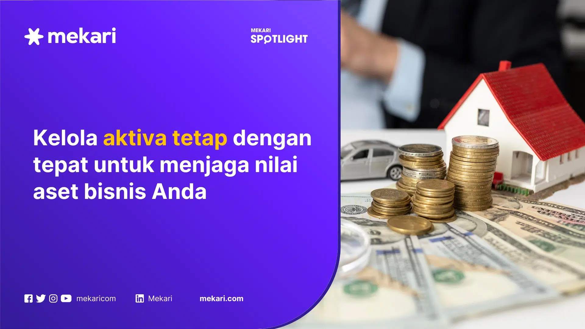 Ilustrasi contoh aktiva tetap meliputi tanah, bangunan, dan kendaraan untuk operasional perusahaan