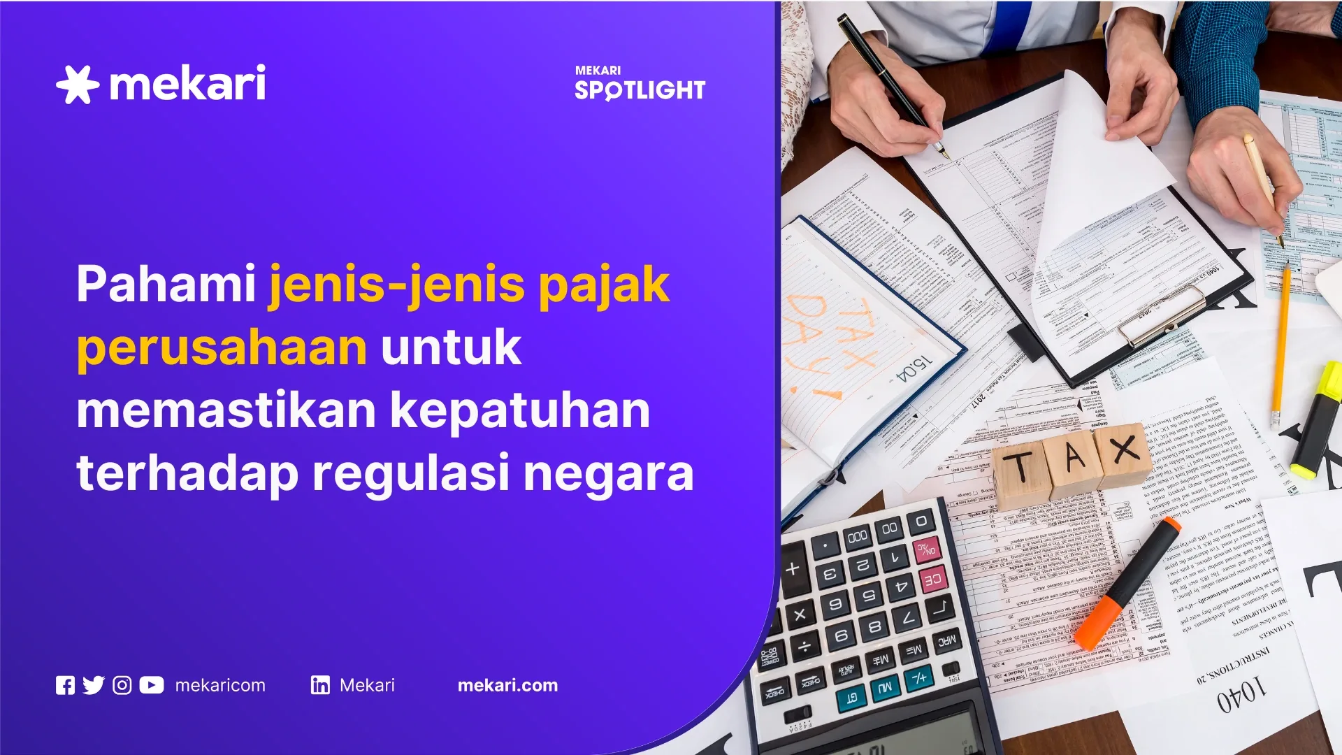 Macam-macam dokumen pajak perusahaan diatas meja
