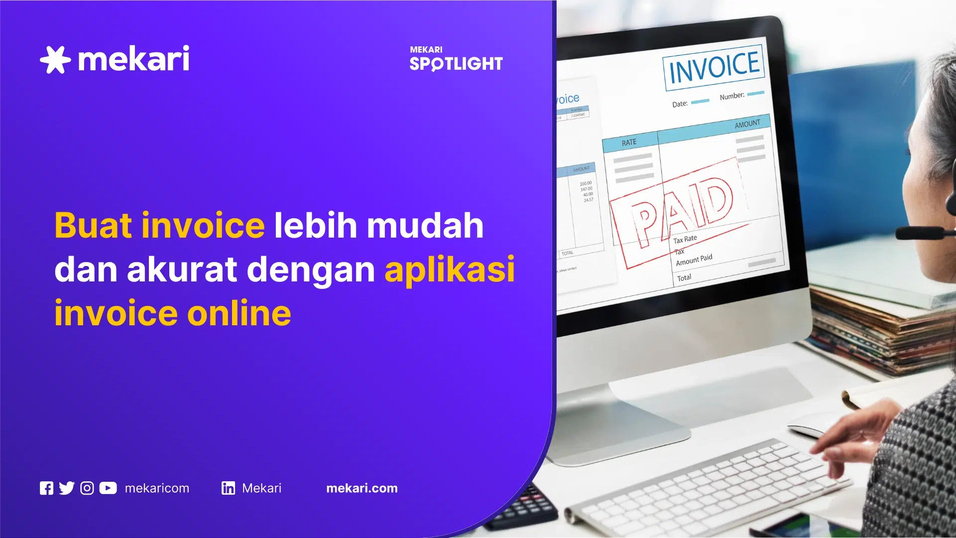 Ilustrasi karyawan sedang menggunakan aplikasi buat invoice online
