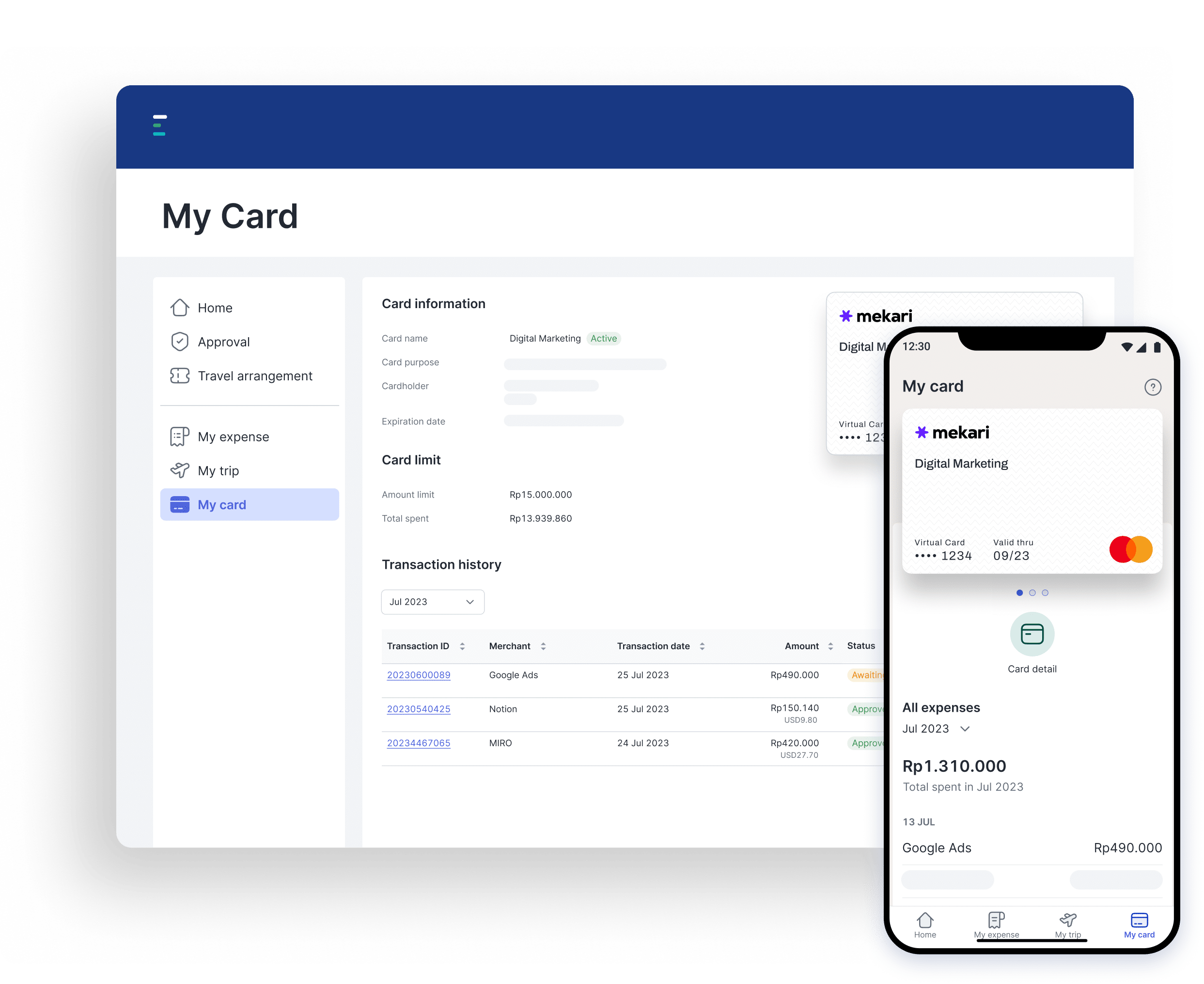mekari limitless card virtual credit card mekari expense