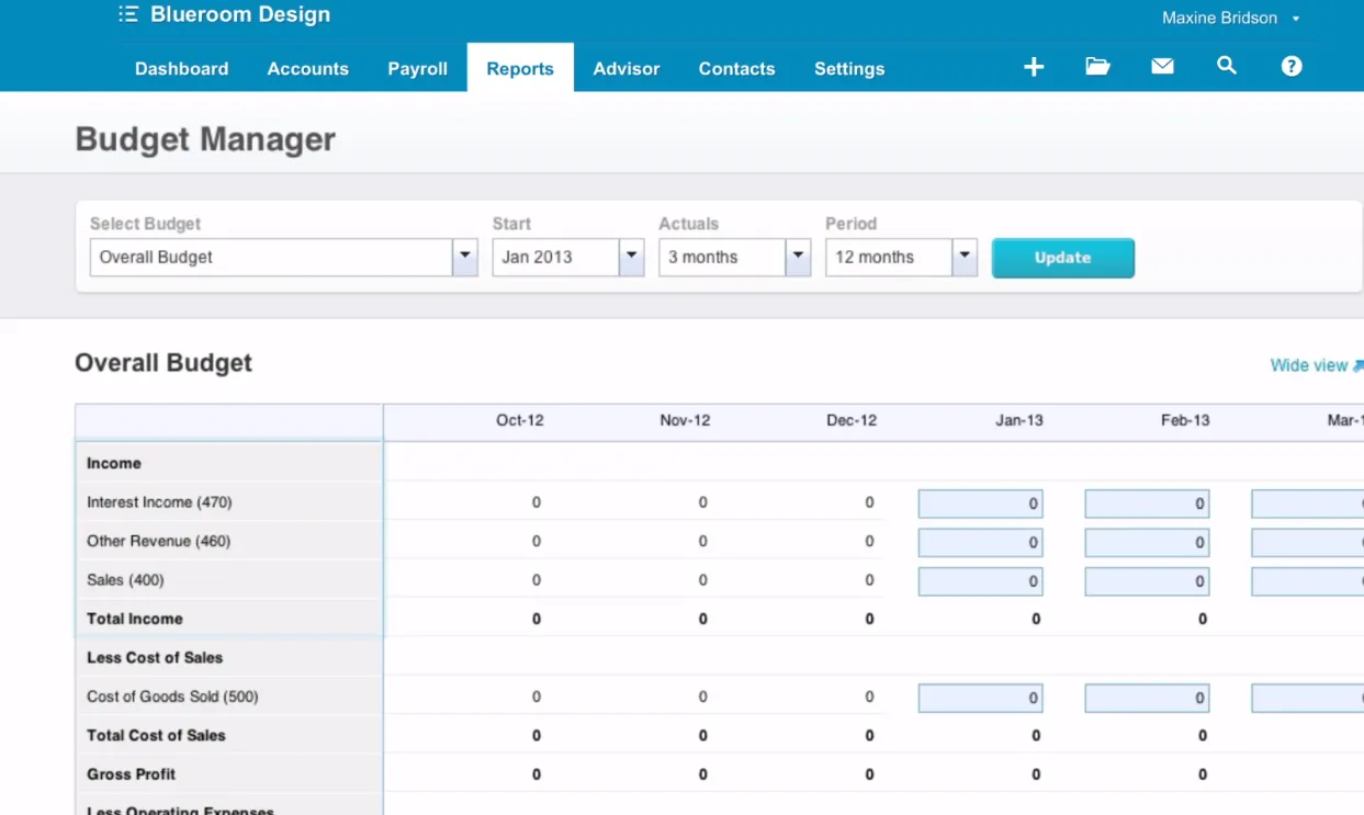 xero budgeting