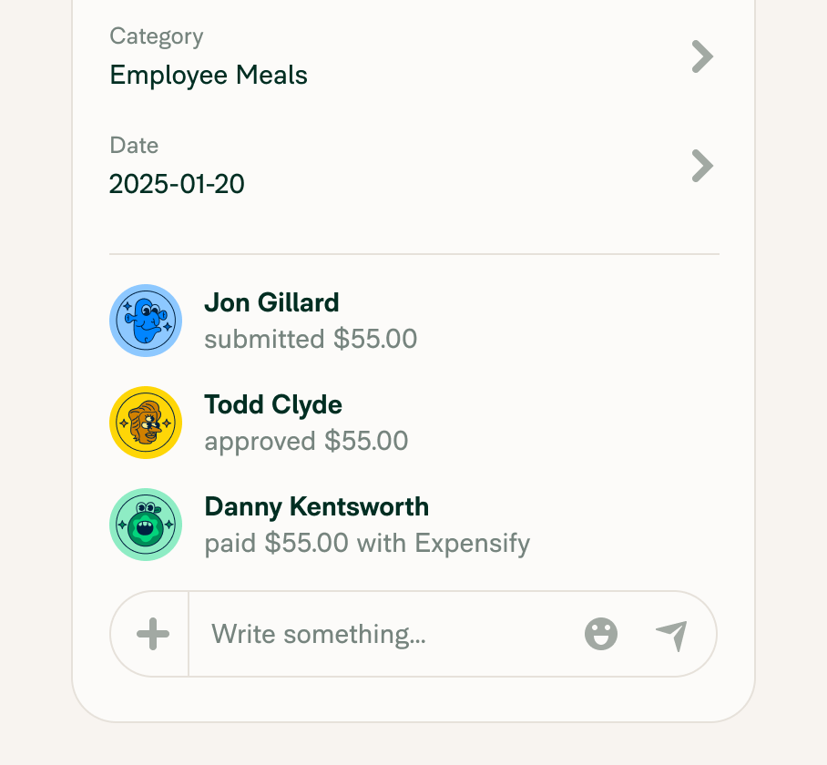 Dashboard software budgeting Expensify