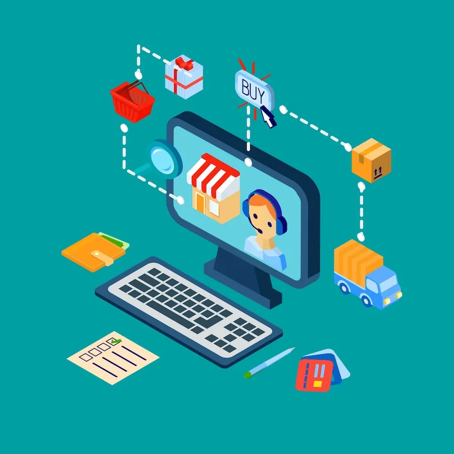 Komponen Retail Management yang meliputi manajemen pembelian dan penjualan, manajemen stok, dan manajemen hubungan pelanggan (CRM)