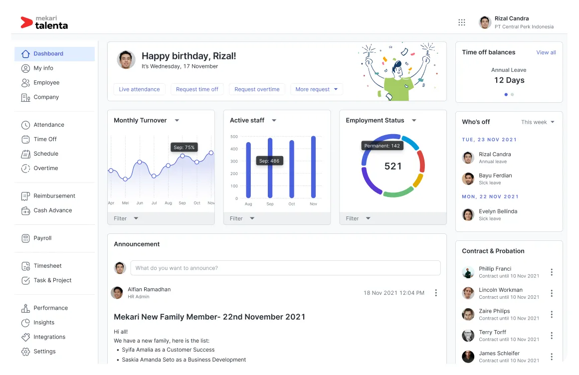 mekari talenta dashboard