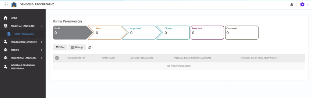 Contoh penggunaan aplikasi atau software e-procurement