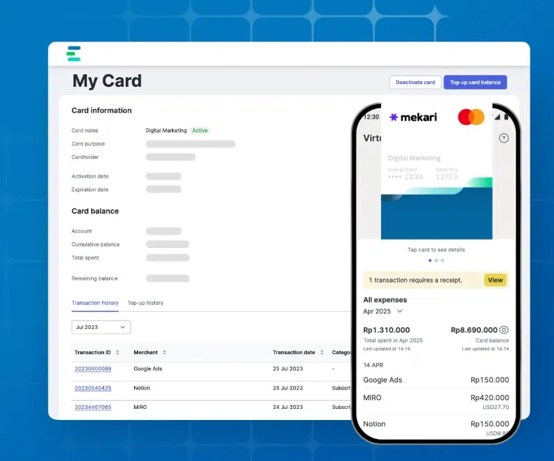 virtual credit card mekari limitless card