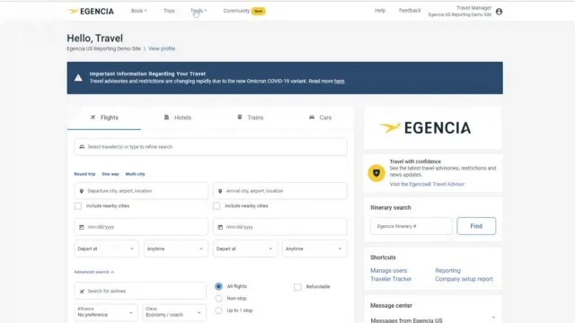 egencia business trip