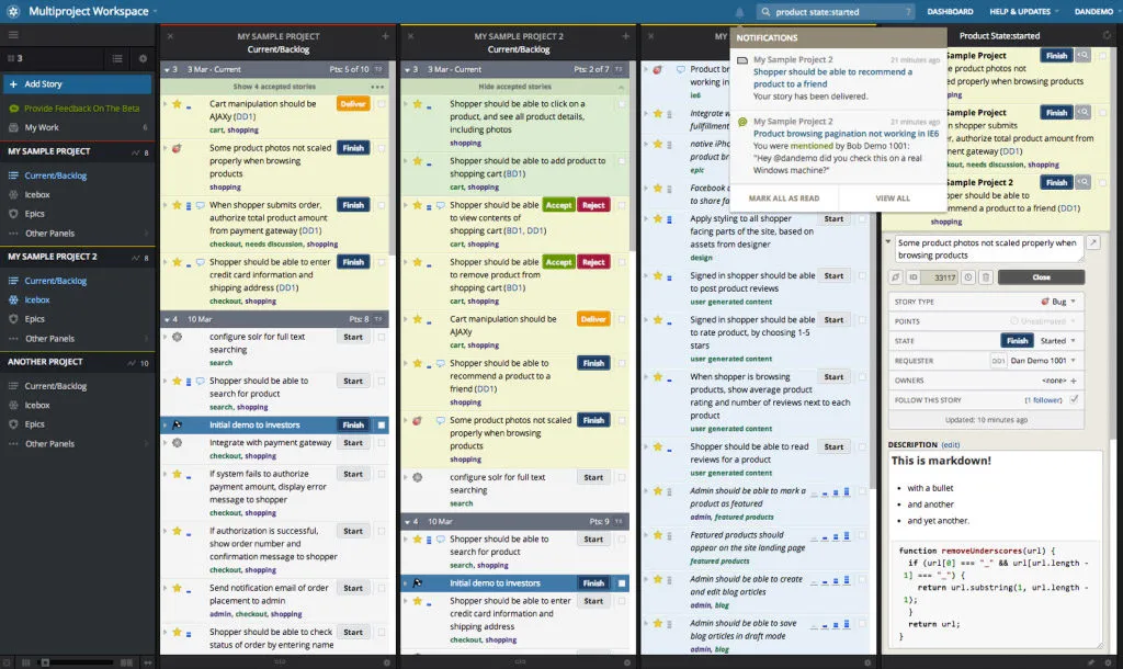 pivotal tracker agile software tools
