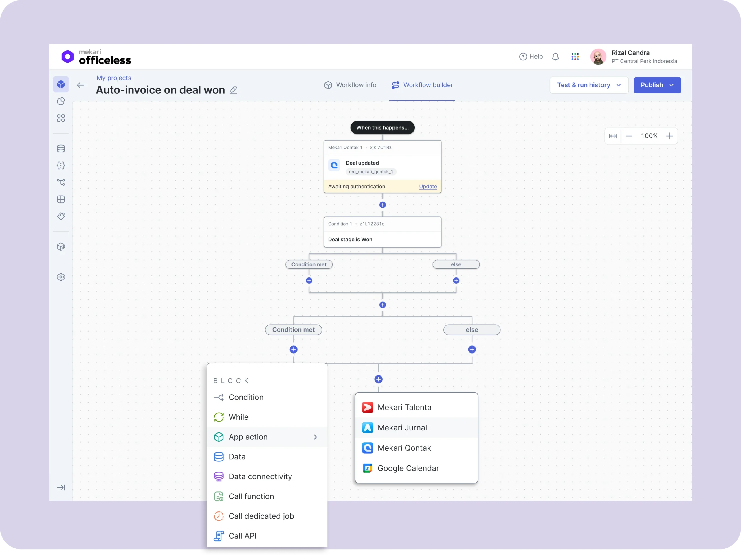 workflow builder mekari officeless