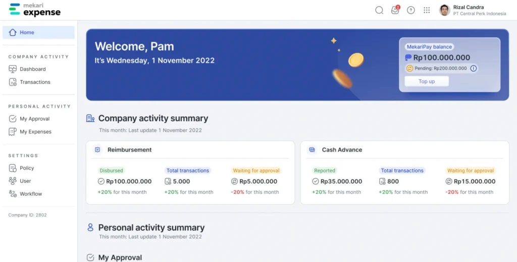 Mekari Expense: spend management system