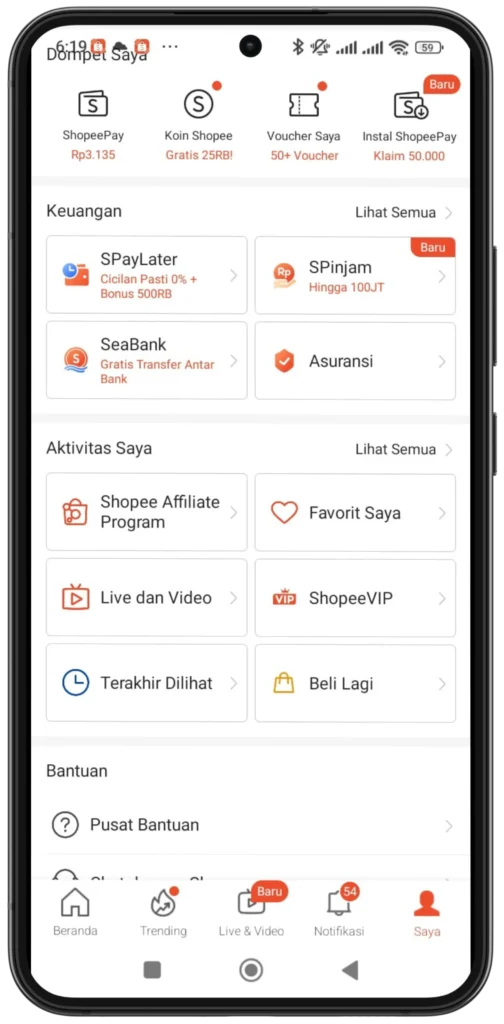 daftar affiliate shopee di aplikasi 