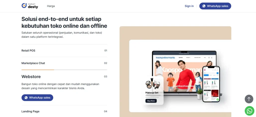 platform website toko online mekari desty