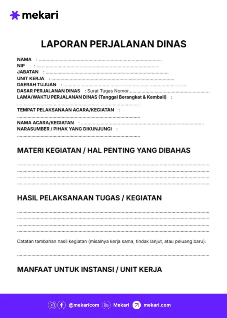 Template laporan perjalanan dinas format Word