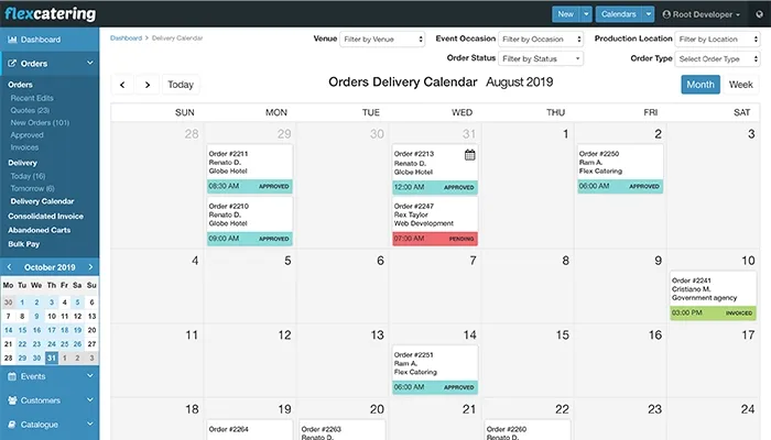 Calendar Pengantaran di Aplikasi Flex Catering