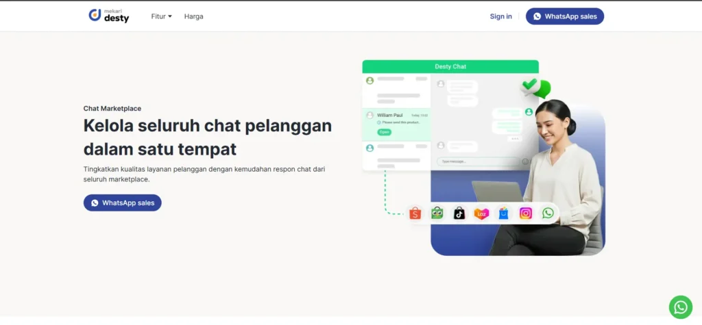 chat marketplace mekari desty