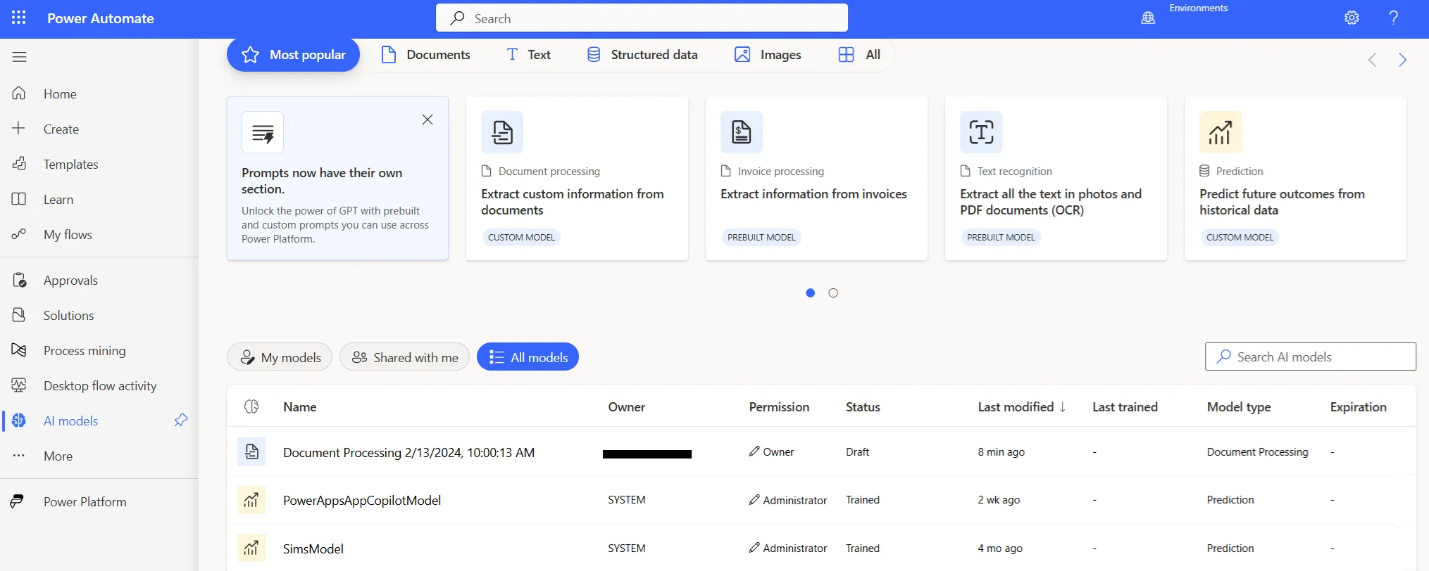 Microsoft Power Platform AI Builder