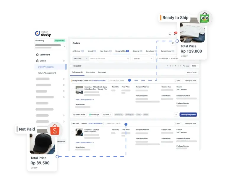 software manajemen order dasbor