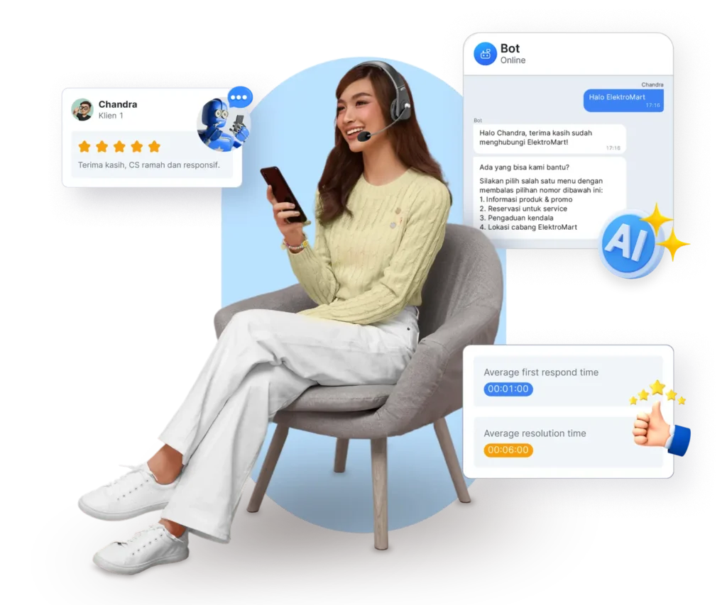 mekari qontak chatbot AI assisting sales