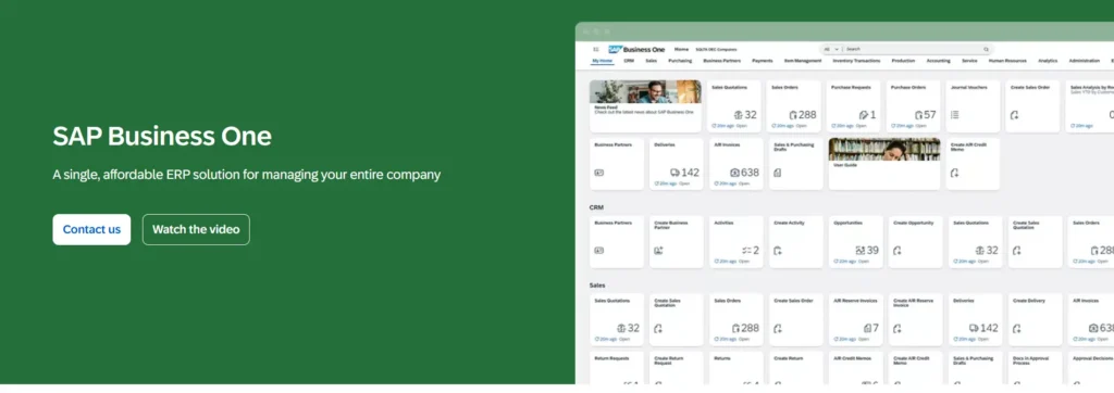 sap business one dasbor