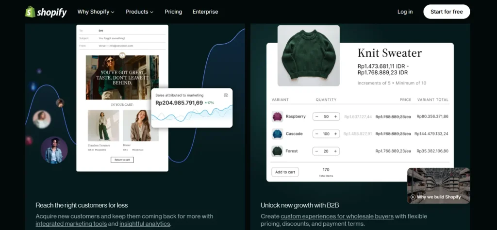 tampilan shopify store