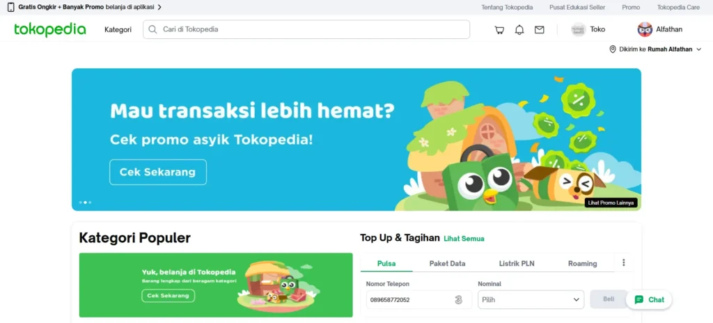 tampilan tokopedia store